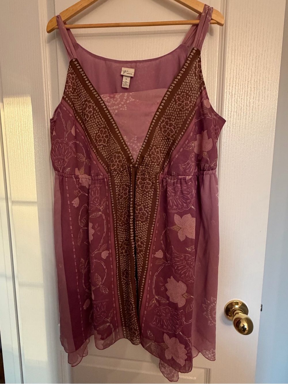 Venezia Pink-Purple Sheer Floral Overlay Tunic Top